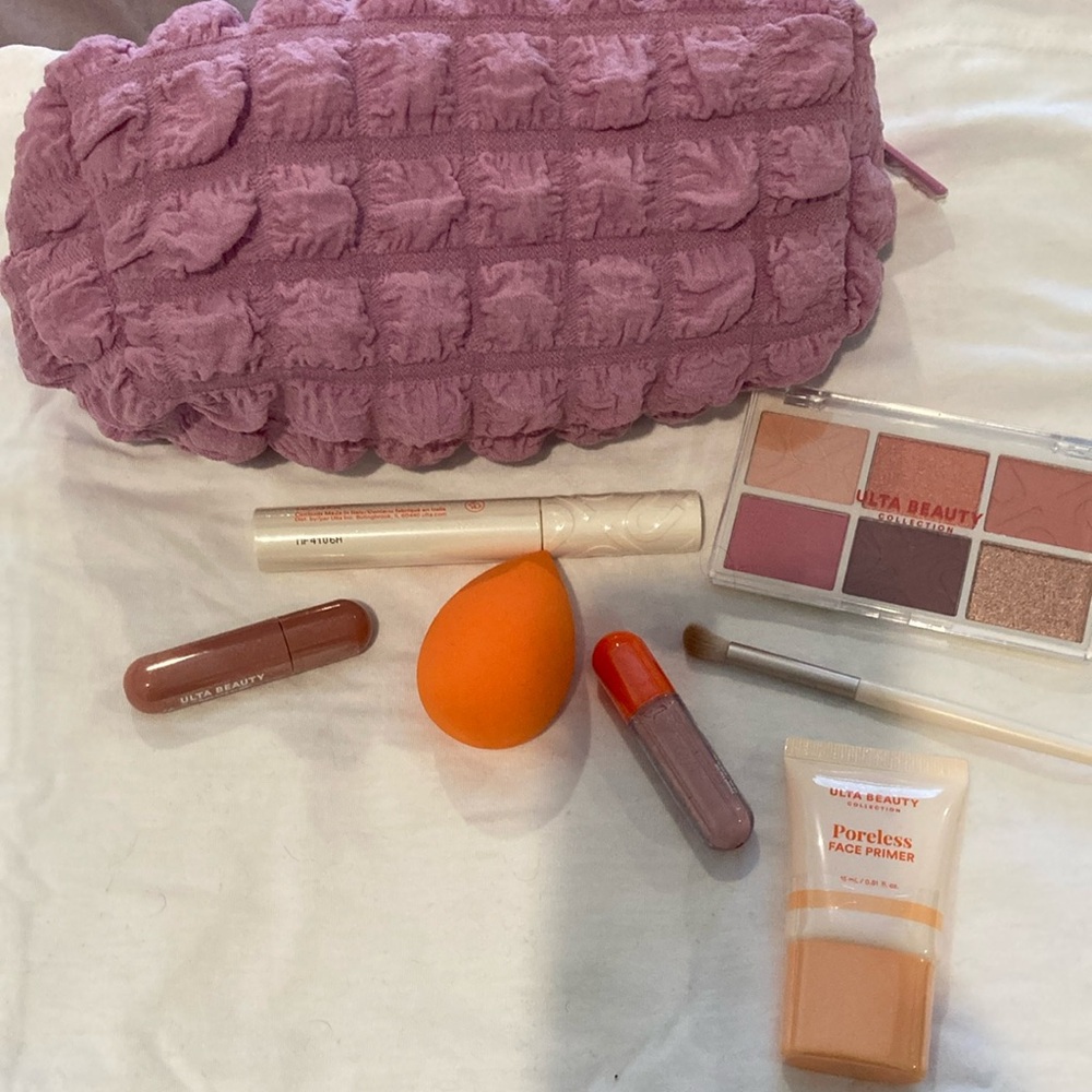 NWT ULTA Face Essentials Cosmetics and Tools with Bag
